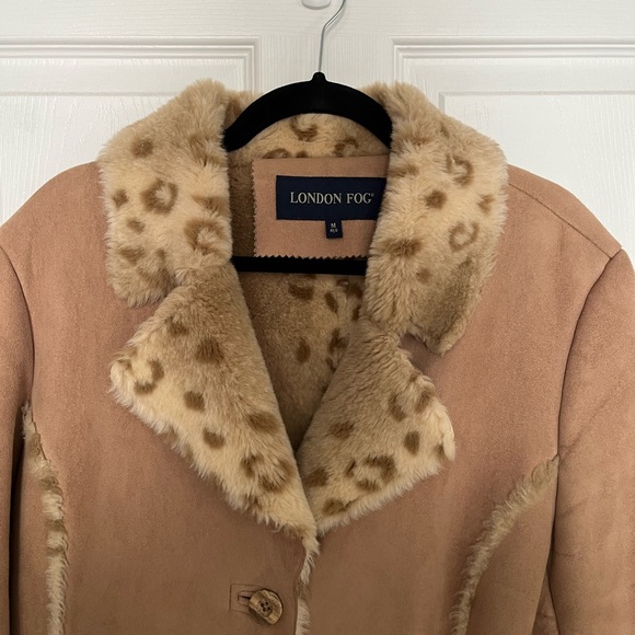 LONDON FOG FAUX SUEDE ANIMAL PRINT COAT - Picture 3 of 8